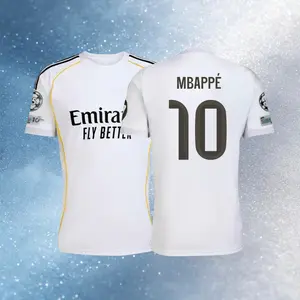 25 26 Home Kit White 10# Mbappé Short Sleeve Soccer Jersey Fans Version