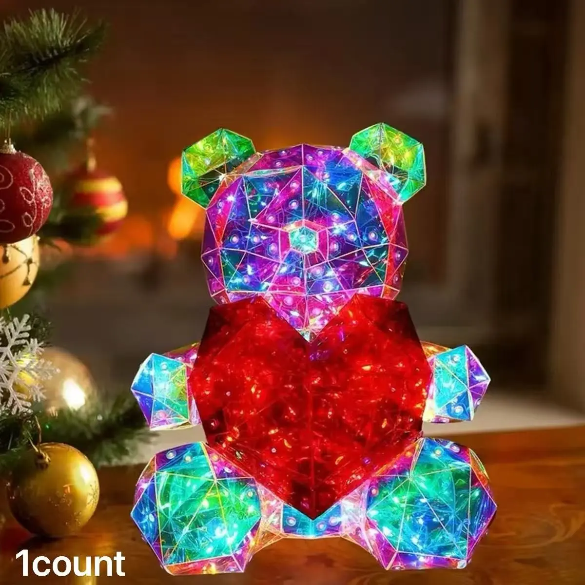 Heart Hugging Bear LED Light, Multi-Color Glowing Bear Decorative Lamp, Holiday Decoration Lights, Perfect for Valentine's Day, Christmas, Halloween, Desktop Nightlight