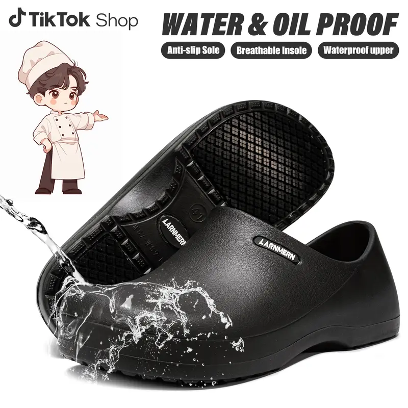Slip-Resistant Work Slippers - Waterproof & Oil-Resistant Chef Nursing Shoes for Hospital, Kitchen, Home Women Footwear Girl Tsinelas Breathable Non Slip