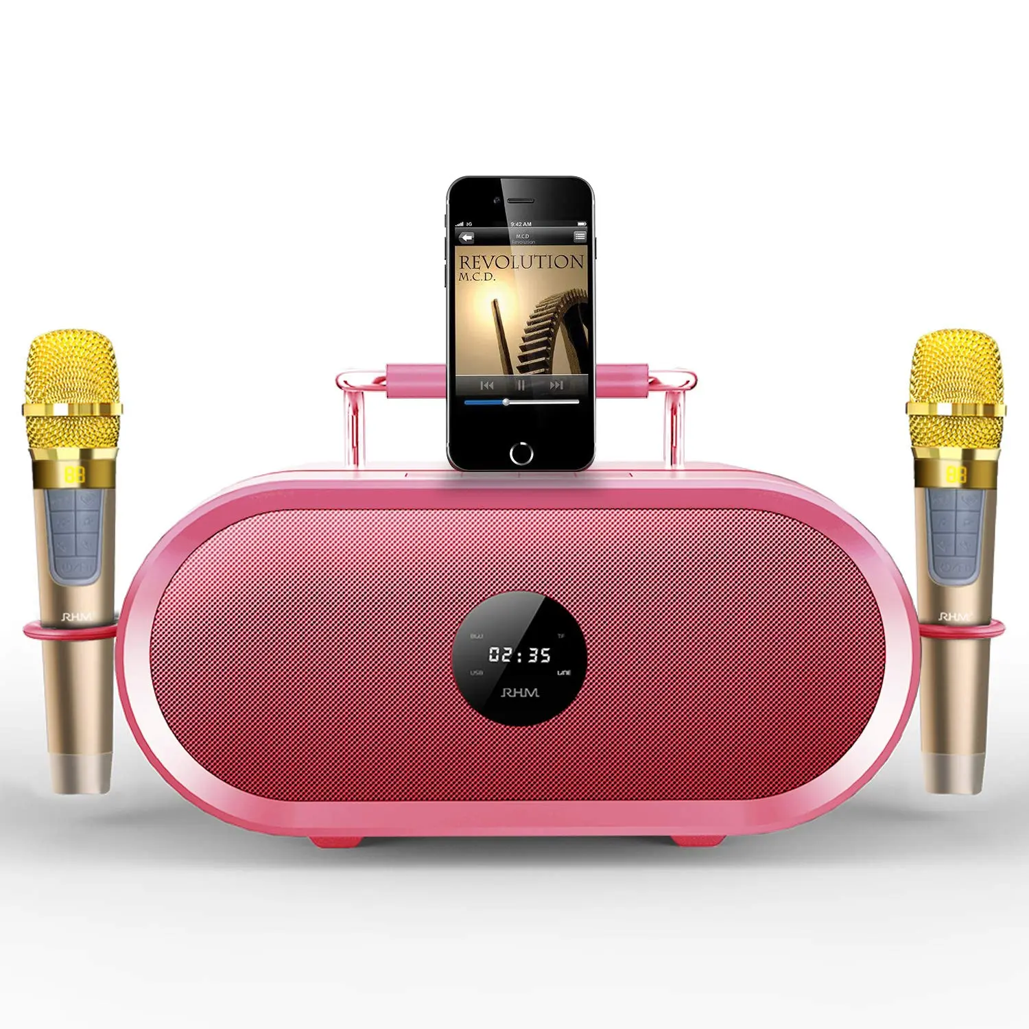 RHM-K666 ポータブル　Bluetooth スピーカー　カラオケ　皇馬 Amazon.com: RHM K666 Karaoke Machine with 2 UHF Wireless Mics