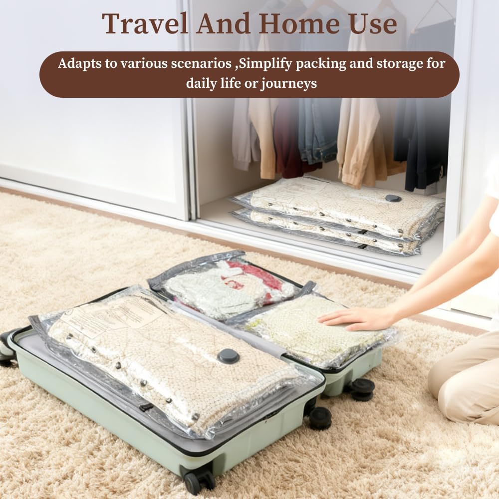 [2026 Upgraded] Rechargeable Vacuum Compression Bags Set, Waterproof Reusable Space Saver Bags for Travel & Home Storage, Mother' s Day Gift Idea