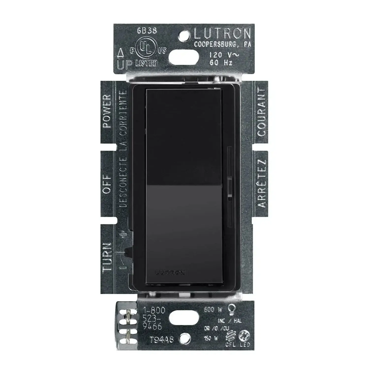 Lutron DVCL-153P-BL - Diva LED+ Dimmer Switch, 150W LED/CFL, Paddle with Slide, Single-Pole/3-Way, Black