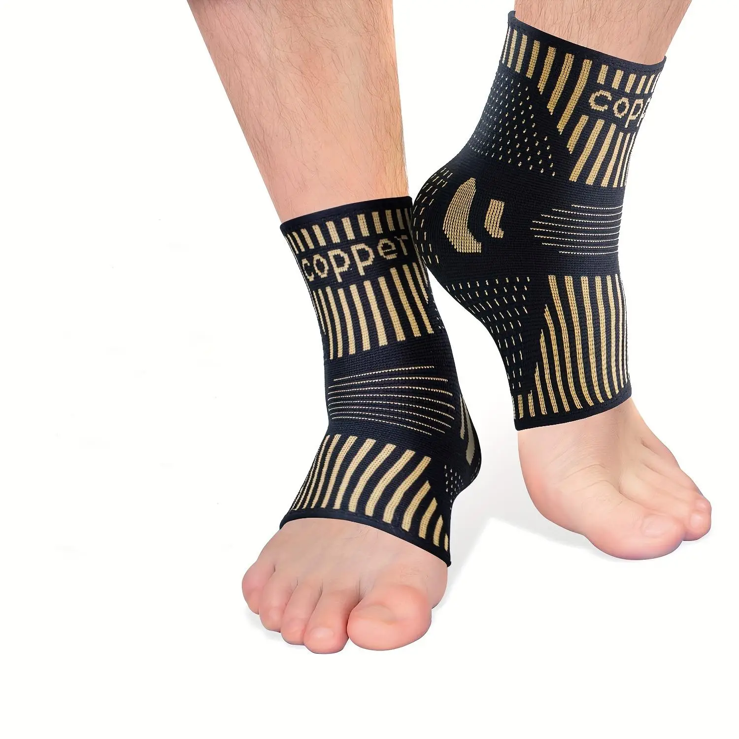 1 Pair Copper Ankle Compression Sleeve-for Men and Women Ankle Pads for Sports and Fitness Running Walking