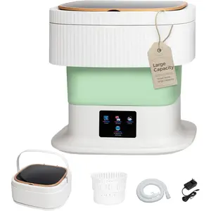 Large Green Portable Foldable Countertop Washer Dryer Combo Compact Mini Laundry Machine for Apartments