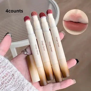 4 Counts Velvet Matte Lip Balm Lipstick, Long-Lasting Wear, Suitable for Women & Girls, Daily Use, Non-Flammable, Single Item Pack