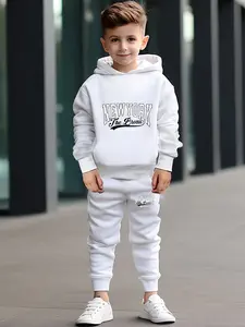 Boys' fashion hoodie set; comfortable casual hooded long-sleeved sweatshirt   sporty fashion pants