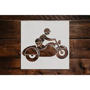 Motorcycle with Side Seat Stencil - Art and Wall Stencil