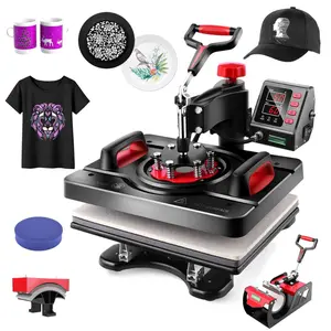 AKEYDIY 5 in 1 Heat Press Machine Professional Sublimation Machine 15" X 12" Swing Away Shirt Printing Heat Transfer Digital Tumbler Heat Press Machine for T Shirts Mug Hat Plate Cap