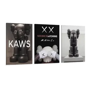 3pcsc Bedroom Wall Art Kaws Brand Living Room Decor Modern Home Decor Abstract Figurine Sofa Background Hanging Painting Unframed Art Print(New Product Launch)
