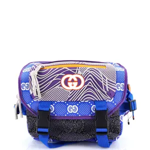 Pre-owned GUCCI Fabric, Rubber Backpacks Buckle Flap Chest Strap Backpack GG Fabric with Rubber by Rebag