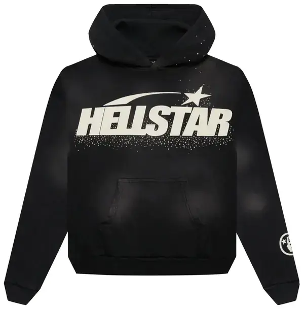 Hellstar Uniform Glitter Hoodie – Sparkle Graphic Sweatshirt, Y2K Streetwear, Darkwear Urban Fashion, Glitter Artwork Pullover, Edgy Casual Hooded Top
