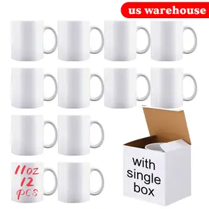 12-Pack 11oz Sublimation Blanks Ceramic Mugs DIY Customizable Cups Drinkware for Small Business & Craft Gifts Tumbler Coffee Reusable Washable Reuse