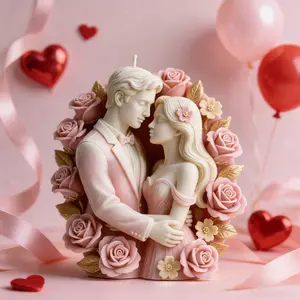 Valentine's Day Eternal Love Couple Candle Handmade Silicone Mold, Suit Long Dress Kiss Relief Design, Aromatherapy Making Mould