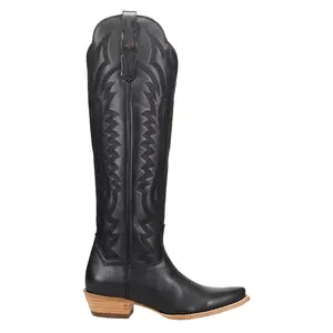 Dan Post Boots Womens Heartland Snip Toe Zippered  Casual Boots Over the Knee Low Heel 1-2" - Black