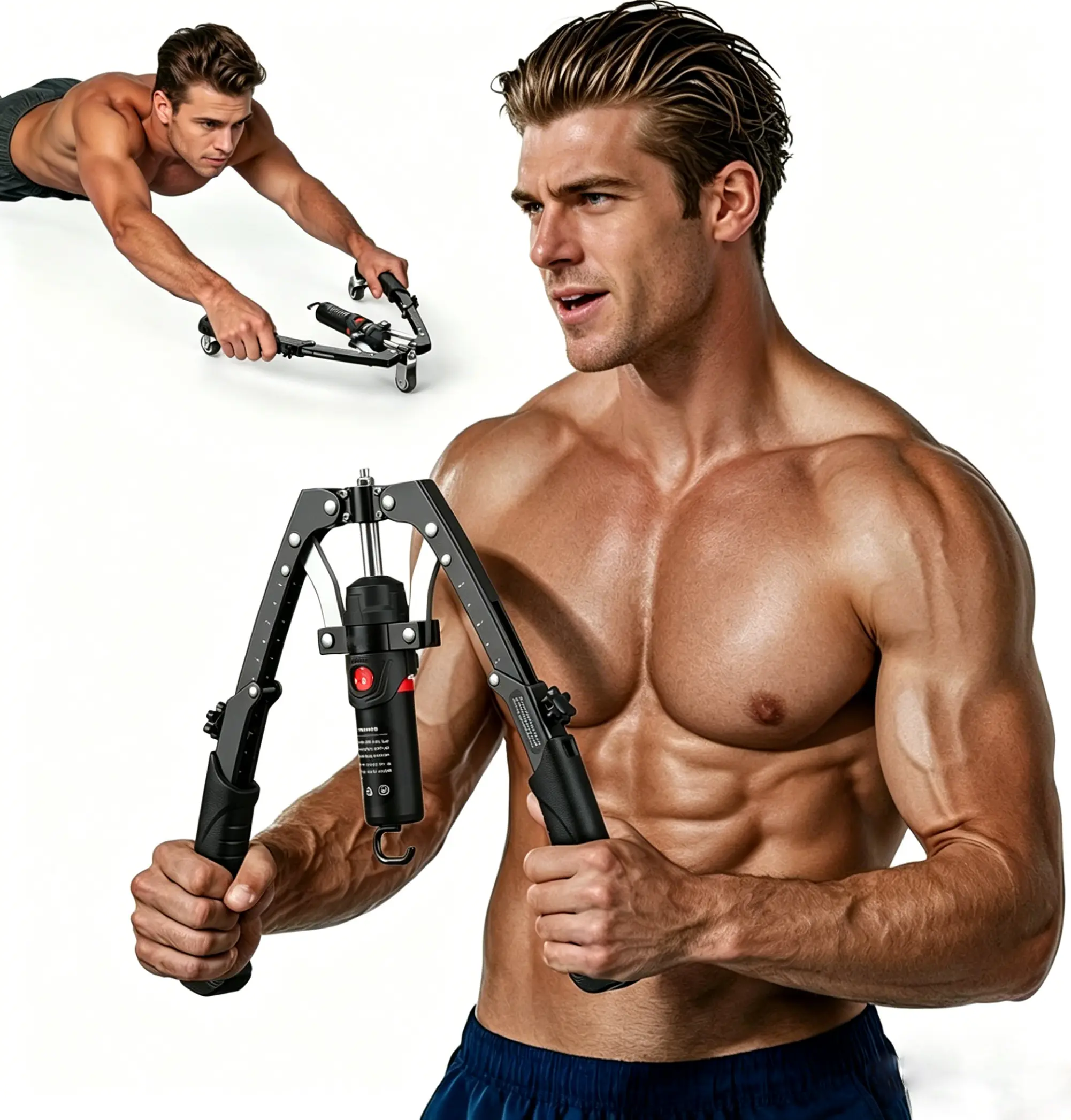 Chest & Arm Twister with Flex Core Trainer - 15-Level Hydraulic Power Chest Press Machine (22-440lb) for Upper Body, Portable Resistance Home Fitness Equipment Outdoorfun