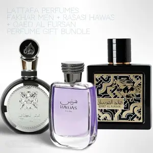 Lattafa Perfumes Fakhar men + Rasasi Hawas + Qaed Al Fursan 3.4 Fl oz - bundle - fragrance collection