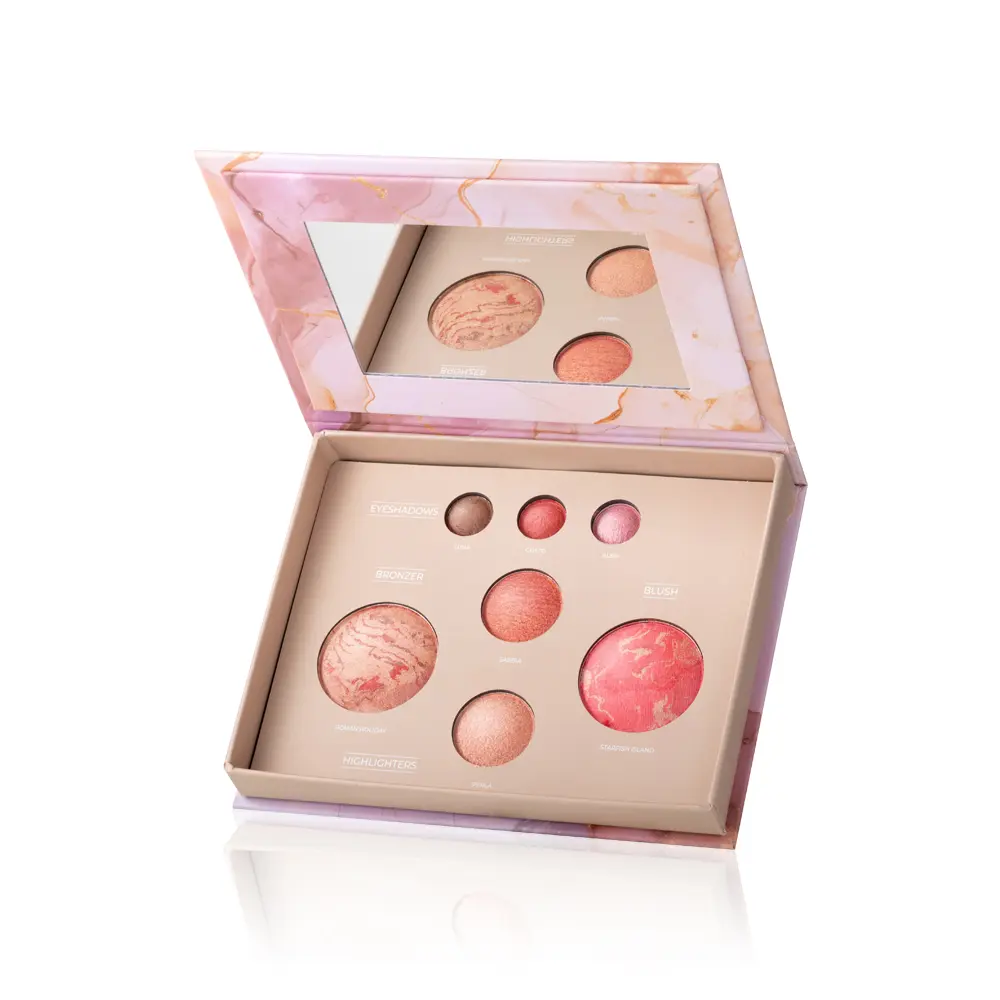 Women's Marble Pattern Blush & Eyeshadow Palette - Multi-Functional, Long-Lasting Pigmented Matte Shimmer Cosmetics, Flawless Blend, Ideal for Personal Use & Gifting, Thoughtful Gift, Gift Ready, Multi-Use, Rich Pigment, Face & Eyes, Colored Pigment Makeu