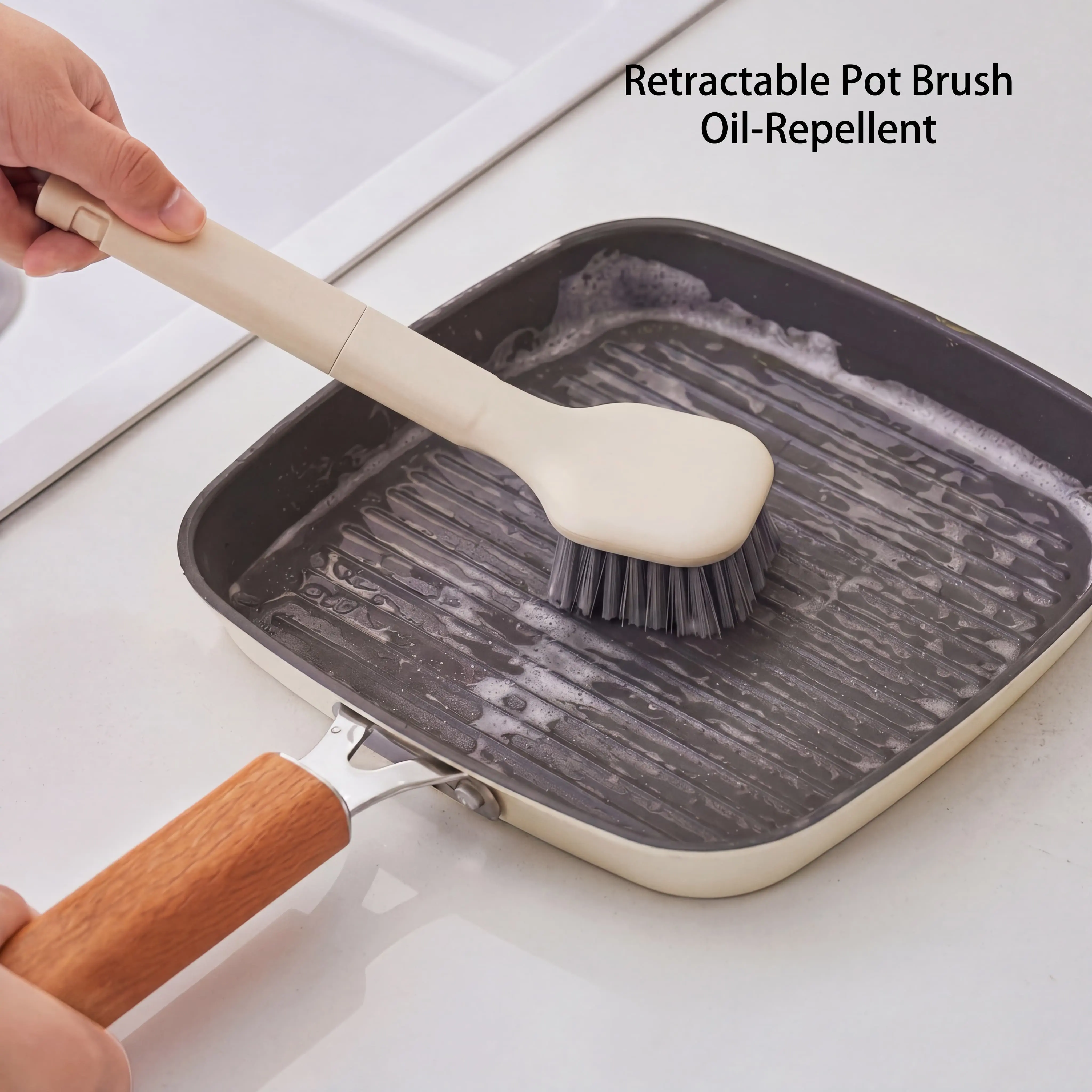 Kitchen Brush Set, Pot & Cup Cleaning Brushes Combo, Wall-Mounted Multifunctional Integrated Storage Box for Kitchen, Bottle & Milk Bottle Cleaning Sponges