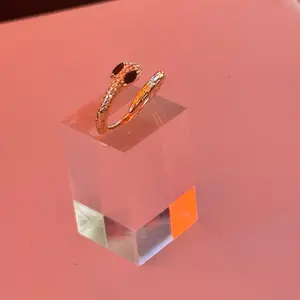 Snake Cubic Zirconia Rings for Women - Open Adjustable 14k Gold Plated Ring