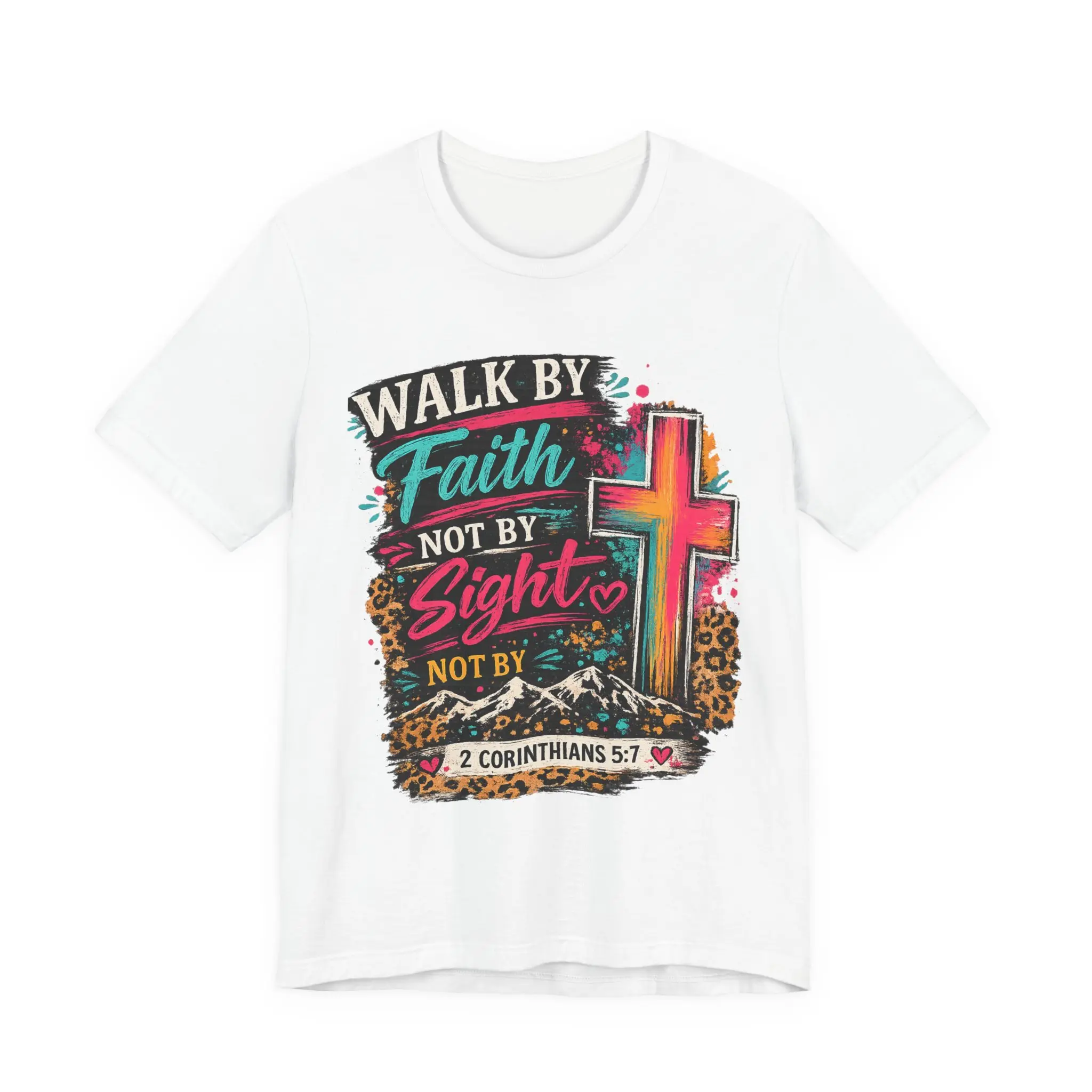 Walk by Faith Not by Sight cross tee | Christian scripture 2 Corinthians 5:7