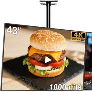 43 inch Digital Signage Display 4K UHD 1000-2500nits High Brightness Advertising Screen Slim Frameless Kiosk CMS Plug & Play Auto Play 7/24 Timer AutoPlay Android OS