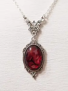 Gothic Witch Blood Drop Oval Pendant Necklace, Unisex Retro Party Creative Jewelry, Unique Fashion Accessory for Men and Women, Fashionable Jewelry Accessories