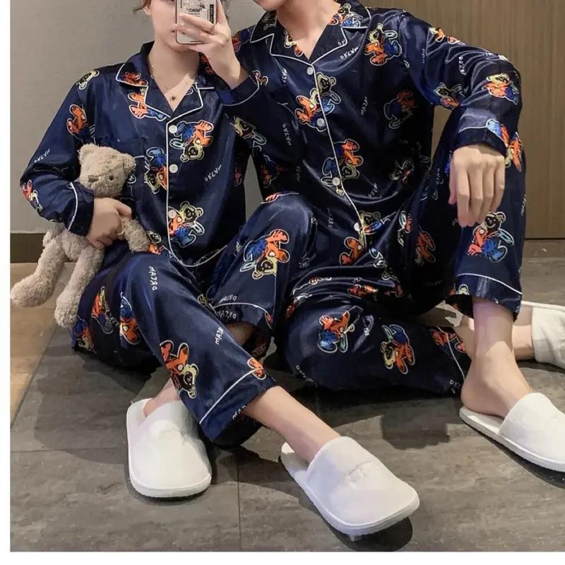 Couple Four Piece Pajamas Set - Women and Men Clothes with Colorful Patterns and Comfortable Fit