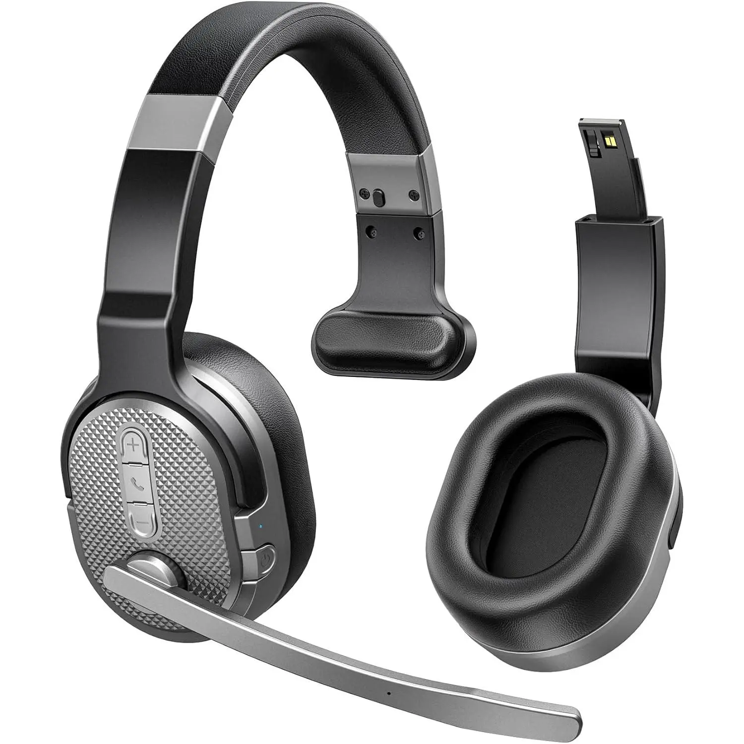 Trucker  Headset,  Headsets with Noise Cancelling Microphone, 50+Hrs  Talktime  Headphones with Detachable Earpad/Single+Dual Mode for Office/Driving/ ()
