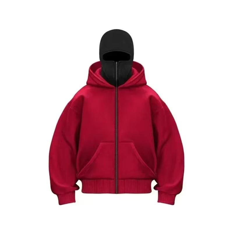 Balaclava Hoodie Y2K Gothic Harajuku Men's Winter Balaclava Jacket Zip Up Fashion Double Layer Y2K Hoodie Hip Hop Clothing Autumn Winter Sweatshirt hoodie men
