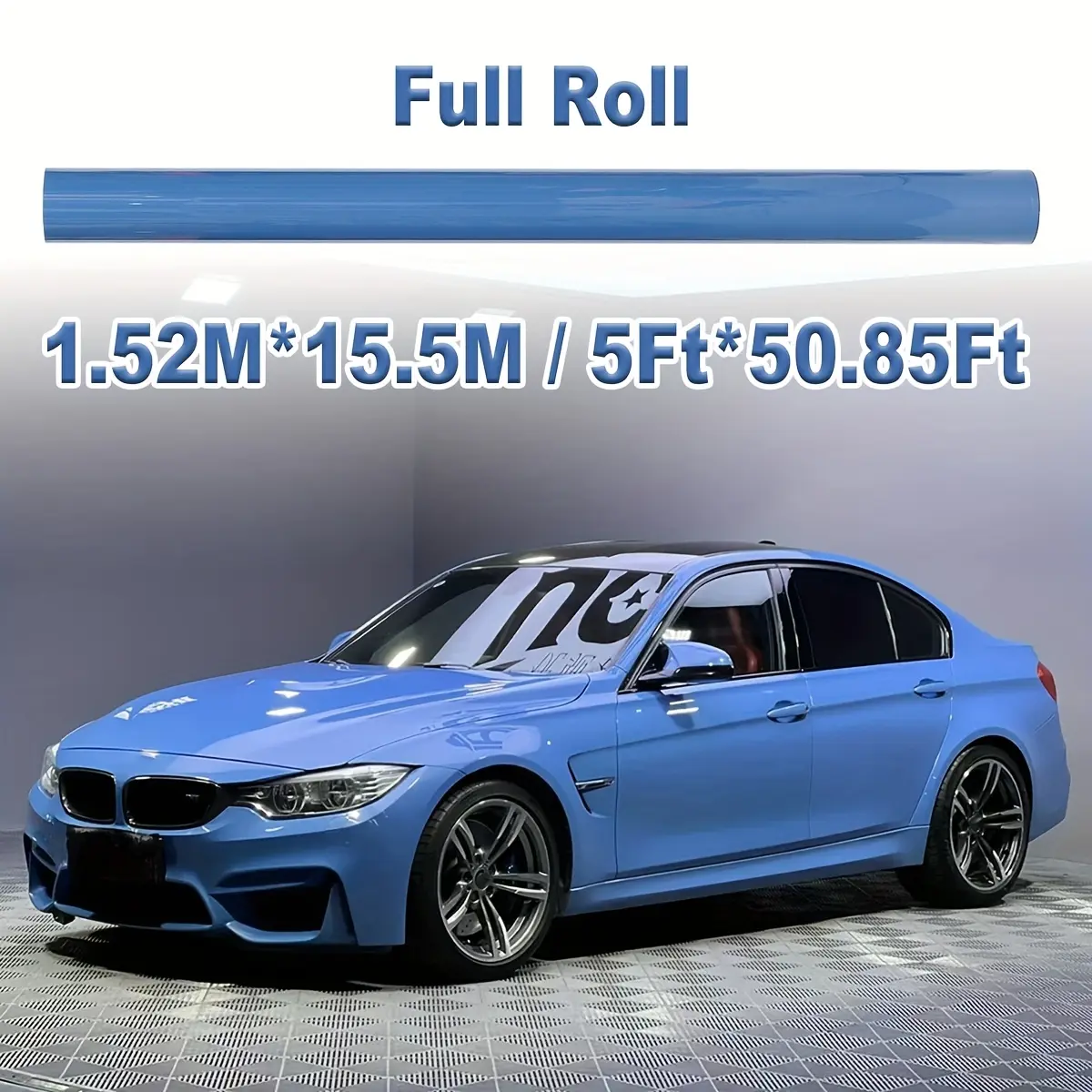 1550×152cm/50.85×4.99ft - Abu Dhabi Blue Car Wrap - Metallic Finish - Premium PET Film - UV & Scratch Protection - Easy Install & Remove - No Residue - Universal Fit For Cars
