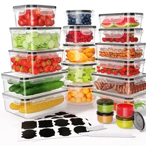 40 Pcs Food Storage Containers with Lids Airtight (20 Containers & 20 Lids), Plastic Meal Prep Container for Pantry & Kitchen Organization, BPA-Free, Leak-Proof with Labels & Marker Pen