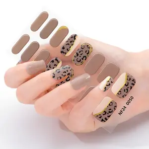 16 Tips Leopard Print Gel Nail Strips, Self-Adhesive Full Set, UV Lamp Required, Easy Apply and Remove, DIY Nail Art for Women and Girls