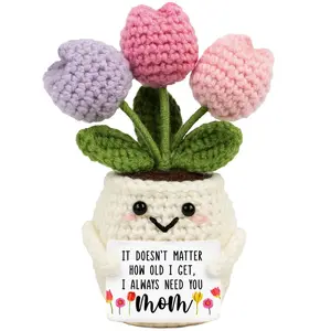 Tulip Knitted Ornament, Teacher Appreciation Gift, Handmade Crochet Craftsmanship, Perfect for Women, Bosses, Colleagues, Nurses, Moms