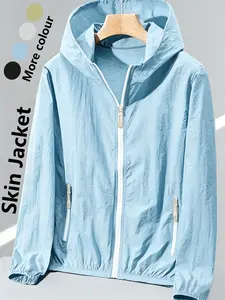 Womens Hooded Ultra-Thin Skin Jacket Coats, Fashion Casual Simple Solid Color, Lightweight Breathable Quick Dry, Loose Fit, Suitable for Daily Commute Outdoor Travel, Multi-Color Available All Season Versatile