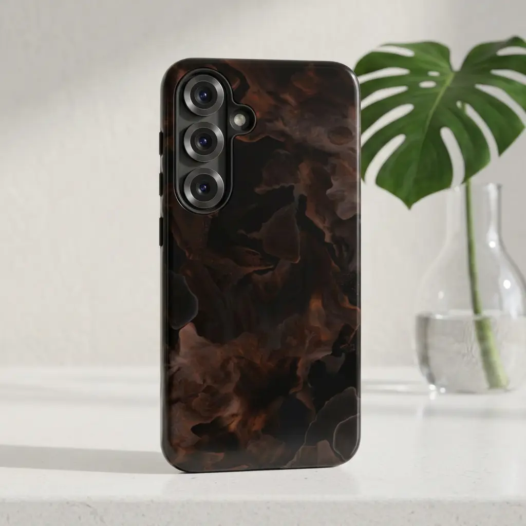 Dark Brown Tortoise Shell Marble Phone Case | Preppy Phone Case for iPhone 17 16 15 14 13 Pro Max, Samsung S26 S25 S24 S23 S22 Ultra