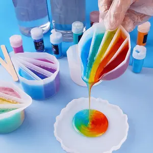 1pc Silicone Split Cups Thicken&Rusable Resin Mixing Cups Dividers Paint Pouring Supplies, Fluid Art For Resin Crafts, Acrylic Paint Pouring, Drawing Silicone Cup Supplies