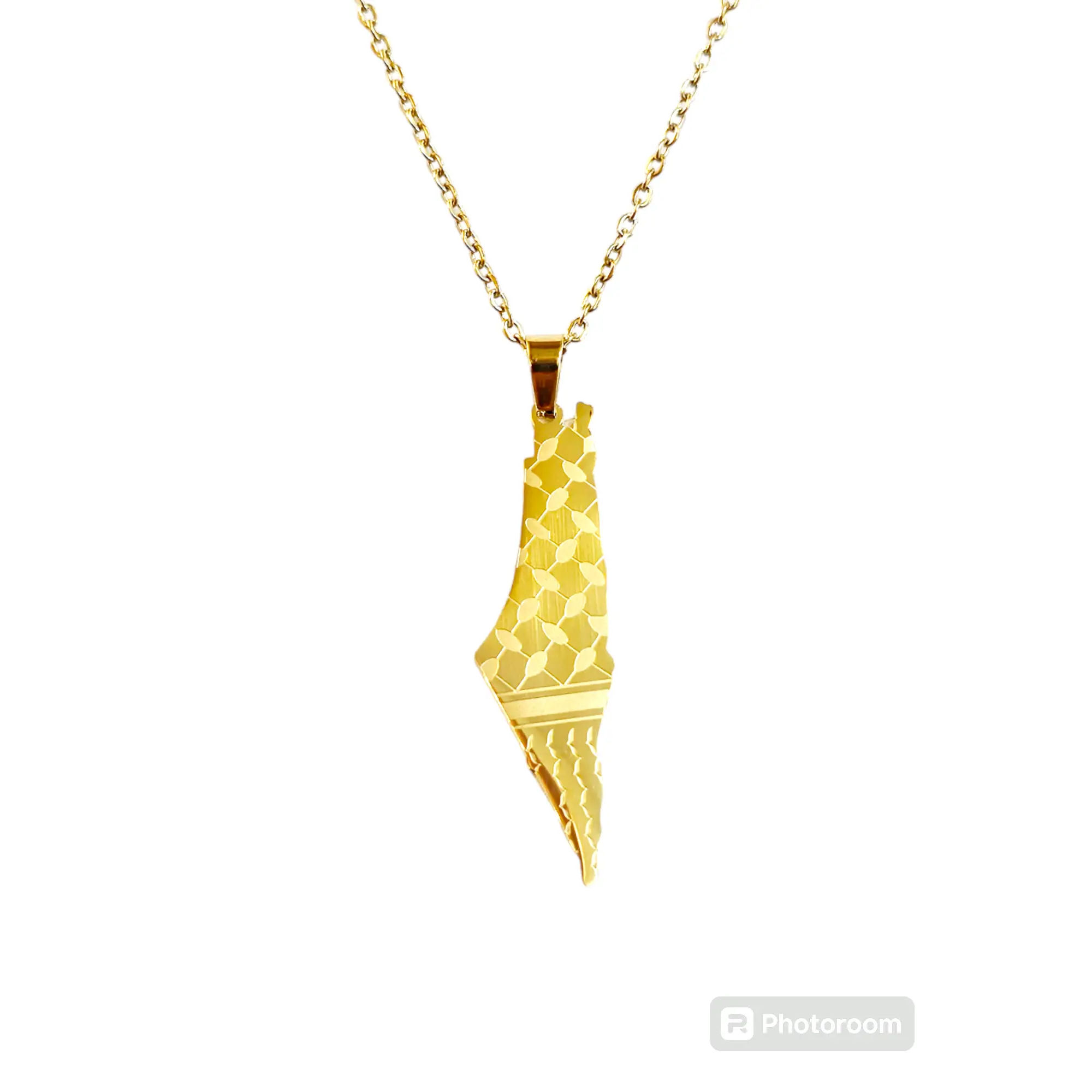 Palestine Map Keffiyeh Pattern Necklace