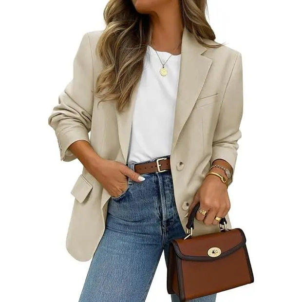 ZESICA Women's Business Casual Lapel Suit Jacket Blazers | Lightweight Soft Fabric, Long Sleeve Open Front Collar Oversized Fit Blazer with Pockets, 2026 Trendy Work Office Outfits