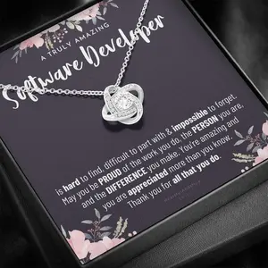 Gift For Female Software Developer, Software Developer Gift, Software Developer Appreciation Gift, Birthday, Love Knot Necklace