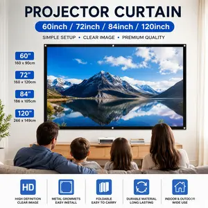 Portable Foldable Projector Screen, 16:9 Screen Projection Screen, Outdoor Indoor Public Display, Home Entertainment Supplies, Audio  Foldable Anti-Crease Portable Projector Movies Screens for Home Theater  Support Double Sided Projection