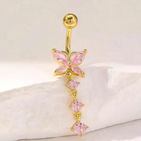 Butterfly Design Belly Ring, Butterfly Belly Accessory, Cute Belly Piercing Jewelry for Women & Girls, Fashion Jewelry for Party, Daily Clothing Decor, Jewelry for Gift, Belly Button Piercing, Navel Ring, Body Jewelry, Body Jewellery