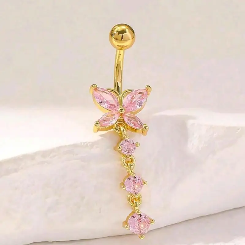 Butterfly Design Belly Ring, Butterfly Belly Accessory, Cute Belly Piercing Jewelry for Women & Girls, Fashion Jewelry for Party, Daily Clothing Decor, Jewelry for Gift, Belly Button Piercing, Navel Ring, Body Jewelry, Body Jewellery