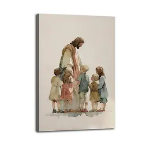 Godson with Children Poster Canvas Oil Decor Wall Art Painting Modern Aesthetic Print Decoration Waterproof Gift Idea for Home Preferred Gift Giving Option