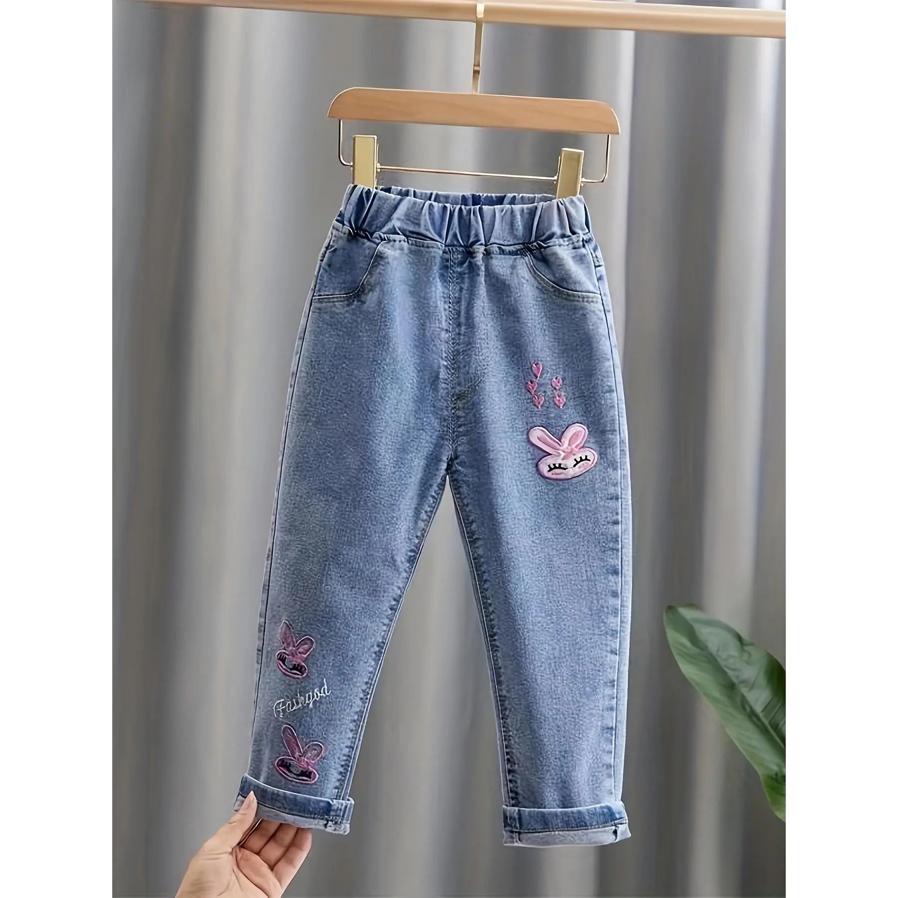 Children Baby Girls Cartoon Jeans AV3924165 Kids Toddler Denim Pants Stretch Jean Trousers for 2-7 Years Cotton Blend Long Length Casual