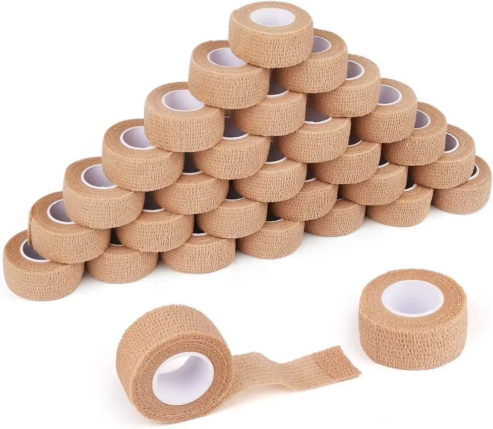 LotFancy Self Adhesive Tape, 30 Pack, 1 inch x 5 Yards, Self Adhesive Bandage Wrap, Elastic Stretch Cohesive Bandage, First Aid Medical Tape for Finger, Ankle, Knee & Wrist Sprains &Swelling