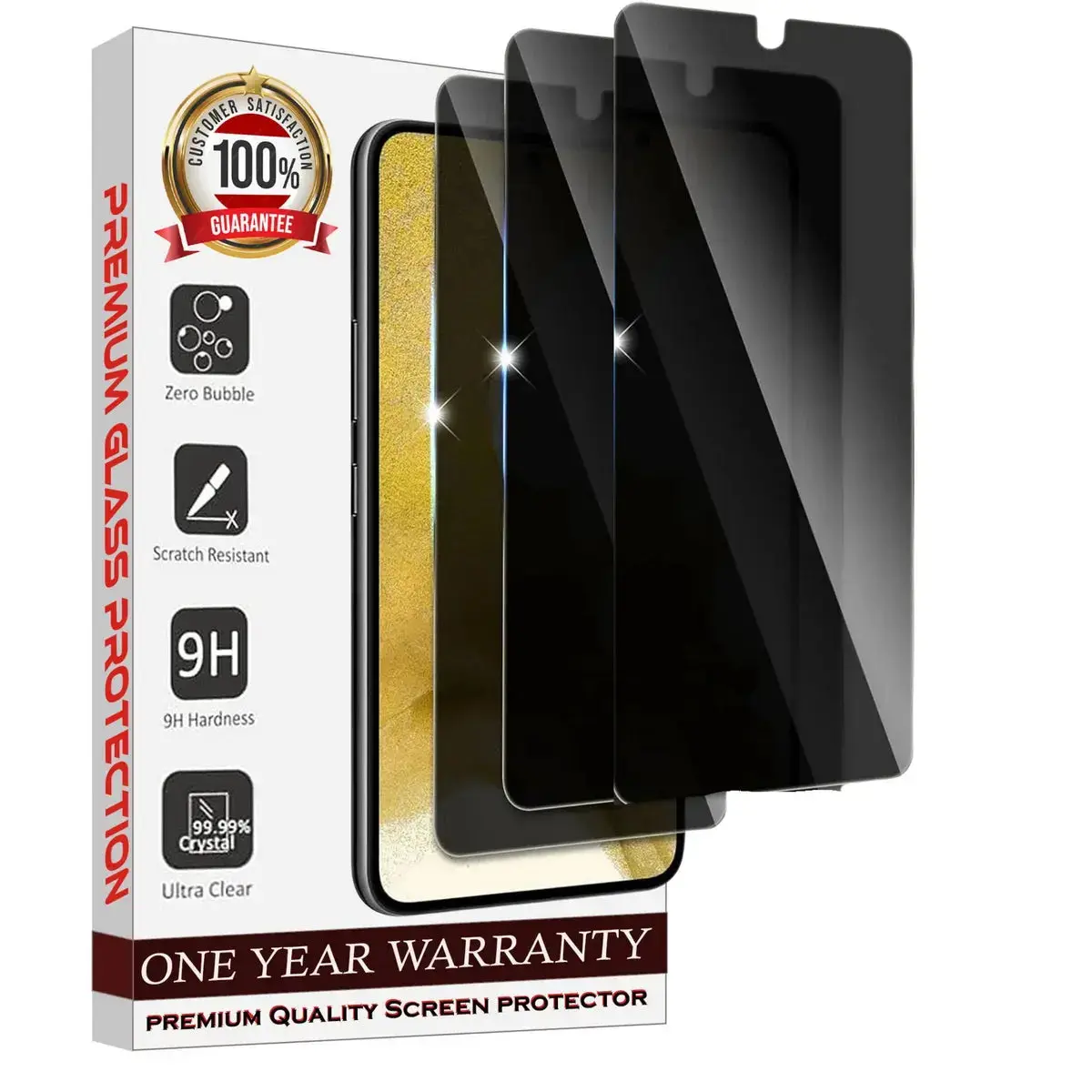 Entronix Anti-Spy Privacy Screen Protector Compatible with Galaxy S25 Plus - 3 Piece Combo Protection Tempered