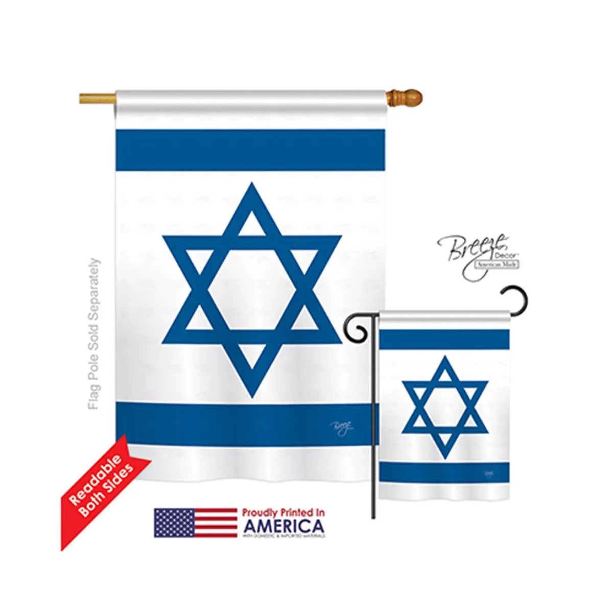 Breeze Decor 08080 Israel 2-Sided Vertical Impression House Flag - 28 x 40 in.