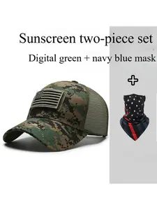 Hot selling American logo camouflage hat training hat baseball cap casual hat baseball cap face mask two-piece set