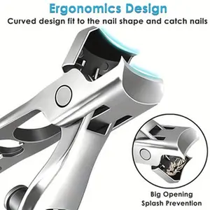 Nail Clippers For Men Thick Nails. Large Toe Nail Clipper with Wide Jaw Opening. Professional Stainless Steel Fingernail Cutter. Ergonomic Curved Design for Precise Cutting & Clean Nails.