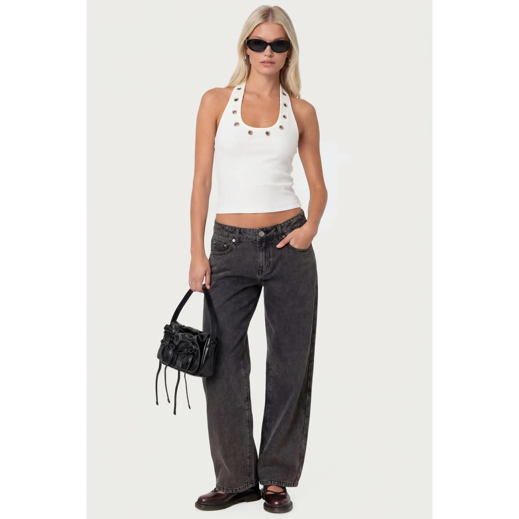 Petite Raelynn Washed Low Rise Baggy Jeans